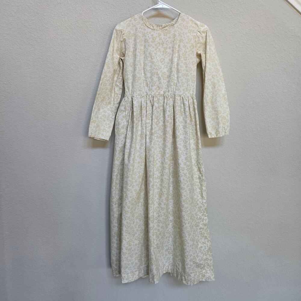 Handmade Cottagecore Prairie Dress Womens XS Yellow Floral Midi Milkmaid theater